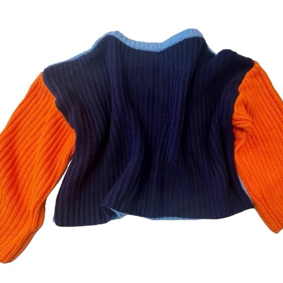SHEIN Sweaters - Women’s Cable Knit Sweater Oversized M Color Block Blue Orange Wide Sleeves